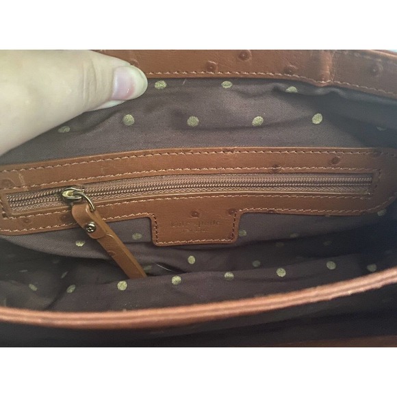 Brown Leather (?) Look Kate Spade Handbag Purse Turnlock Open - Picture 6 of 6